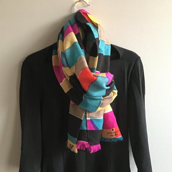 Kate Spade Abstract Print & Multicolor Wool Scarf - Picture 7 of 7